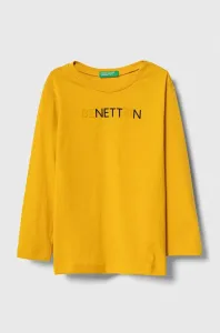 Dětská bavlněná košile s dlouhým rukávem United Colors of Benetton žlutá barva, s potiskem