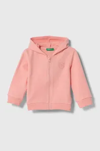 Dětská mikina United Colors of Benetton růžová barva, s kapucí, hladká