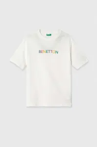 Dětské bavlněné tričko United Colors of Benetton bílá barva, s potiskem #6054605