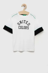 Dětské bavlněné tričko United Colors of Benetton bílá barva, s potiskem #5056033