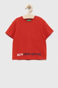 Dětské bavlněné tričko United Colors of Benetton červená barva #5635063