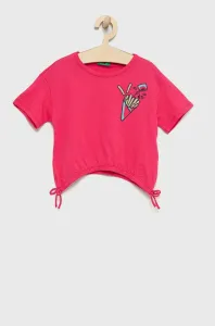 Dětské bavlněné tričko United Colors of Benetton růžová barva #4002414