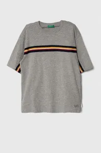 Dětské bavlněné tričko United Colors of Benetton šedá barva, s aplikací #5938346