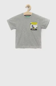 Dětské tričko United Colors of Benetton šedá barva, s aplikací