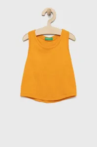 Dětský bavlněný top United Colors of Benetton oranžová barva