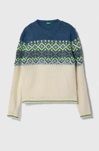 Dětský svetr s příměsí vlny United Colors of Benetton béžová barva #6111734
