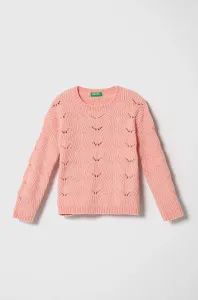 Dětský svetr United Colors of Benetton růžová barva, lehký #6035060