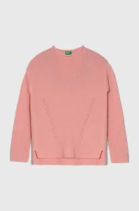 Dětský vlněný svetr United Colors of Benetton růžová barva