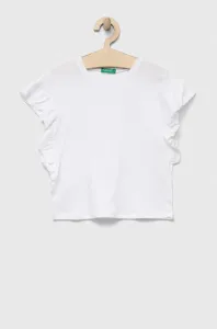 Tričko se lněnou směsí United Colors of Benetton bílá barva #5161333