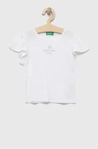 Tričko se lněnou směsí United Colors of Benetton bílá barva #5161335
