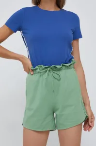 Bavlněné šortky United Colors of Benetton dámské, zelená barva, hladké, high waist #4884659