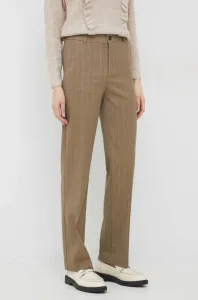 Kalhoty United Colors of Benetton dámské, béžová barva, jednoduché, high waist #4293009