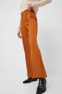 Kalhoty United Colors of Benetton dámské, hnědá barva, zvony, high waist