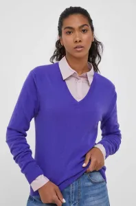 Vlněný svetr United Colors of Benetton dámský, fialová barva, lehký