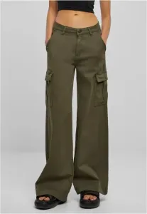 Urban Classics Ladies High Waist Wide Leg Twill Cargo Pants olive #4167498