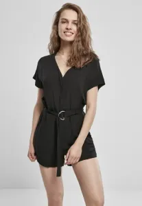 Urban Classics Ladies Short Viscose Belt Jumpsuit black #1127630