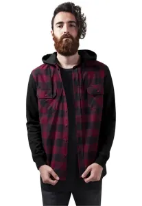 Urban Classics Hooded Checked Flanell Sweat Sleeve Shirt blk/burgundy/blk #1127050