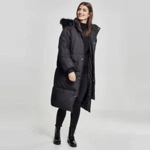 Urban Classics Ladies Oversize Faux Fur Puffer Coat blk/blk #1129816