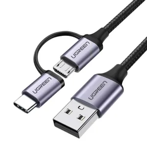 Kabel USB 2 v 1 UGREEN Type-C / Micro USB, QC 3.0, 1 m (černý)