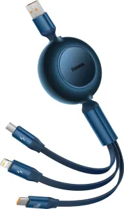 Baseus Bright Mirror 2 retractable cable 3in1 USB Type A - micro USB + Lightning + USB Type C 66W 1.1m blue