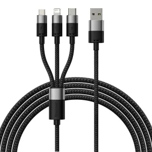 Kabel 3in1 USB cable Baseus StarSpeed Series, USB-C + Micro + Lightning 3,5A, 1.2m (Black) (6932172622268)