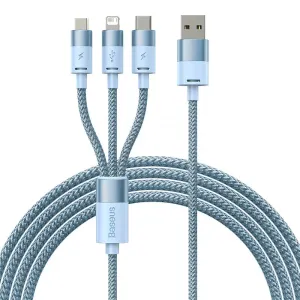 Kabel 3 v 1 Baseus StarSpeed USB, USB-C + micro USB + Lightning, 3,5 A, 1,2 m (modrý)