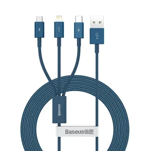 Kabel USB 3 v 1 Baseus Superior Series, USB na micro USB / USB-C / Lightning, 3,5 A, 1,2 m (modrý)