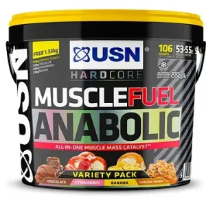 USN Muscle Fuel Anabolic Variety pack (Čokoláda, Jahoda, Banán a Arašídy s karamelem) 4kg