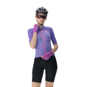 UYN Cyklistický dres s krátkým rukávem - BIKING WAVE LADY - růžová/černá/fialová L