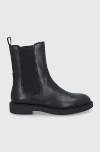 Kožené kotníkové boty Vagabond Shoemakers dámské, černá barva, na plochém podpatku #1963540