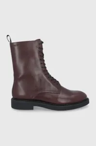 Kožené kotníkové boty Vagabond Shoemakers dámské, hnědá barva, na plochém podpatku #1963726