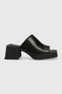 Kožené pantofle Vagabond Shoemakers Hennie dámské, černá barva, na podpatku #6165348