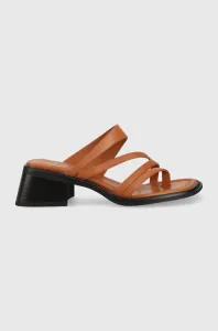 Kožené pantofle Vagabond Shoemakers INES dámské, hnědá barva, na podpatku #5982842