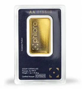 1 Oz (31,1 g) zlatý slitek, Valcambi SA - motiv philoro