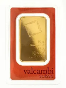 50 g zlatý slitek, Valcambi SA