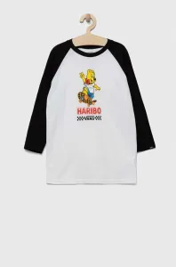Dětské bavlněné tričko s dlouhým rukávem Vans x Haribo bílá barva