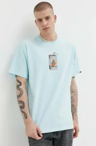 Bavlněné tričko Vans tyrkysová barva, s potiskem