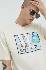 Bavlněné tričko Vans X Stranger Things , béžová barva, s potiskem