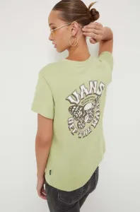 Bavlněné tričko Vans zelená barva