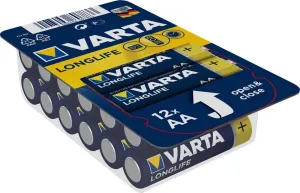 Tužková baterie AA alkalicko-manganová Varta Longlife LR06, 2800 mAh, 1.5 V, 12 ks