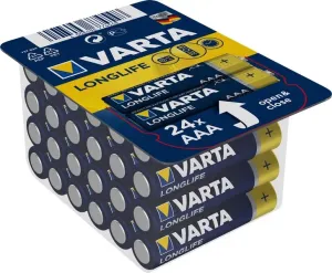 Mikrotužková baterie AAA alkalicko-manganová Varta Longlife LR03, 1200 mAh, 1.5 V, 24 ks