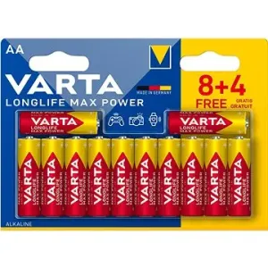 VARTA alkalická baterie Longlife Max Power AA 8+4 ks