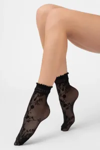 Černé květované silonkové ponožky Galena