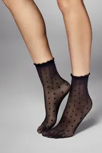 Černé tečkované silonkové ponožky Myriam