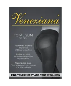 Veneziana Total Slim 70 den punčochové kalhoty, 2-S, nero/černá