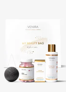 VENIRA beauty bag, dárková sada pro boj proti akné - srdíčka proti akné, čisticí gel na akné, lokální sérum na akné, konjaková houbička