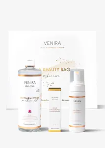 VENIRA beauty bag, dárková sada pro čištění a péči o pleť - obličejová mycí pěna 150 ml, micelární voda pro citlivou pleť 500 ml, sérum s bio kyselinou hyaluronovou a vitaminem c 30 ml