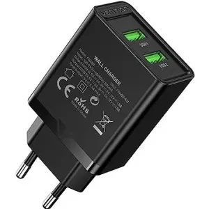 Vention 2-Port USB (A+A) Wall Charger (18W) Black
