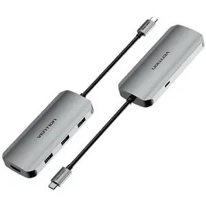 Vention 5-in-1 USB-C to HDMI / USB 3.0 x 3 /PD Docking Station 0.15M Gray Aluminum