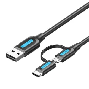 Kabel 2in1 USB cable USB 2.0 to USB-C/Micro-B USB Vention CQDBF 1m (black)